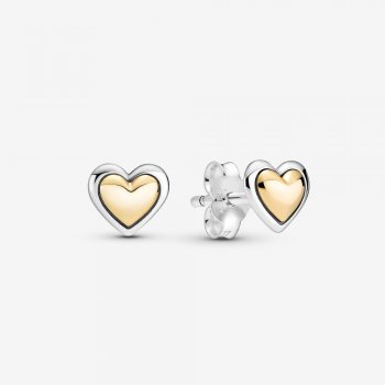 Domed Golden Heart Stud Earrings 299389C00