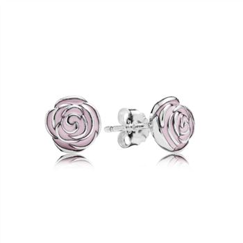 Pandora Pink Rose Garden Silver Stud Earrings - PANDORA 290554EN40