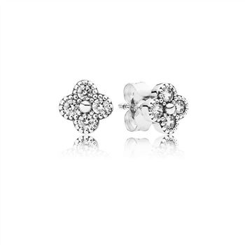 Pandora Oriental Blossom Stud Earrings, Clear CZ 290647CZ
