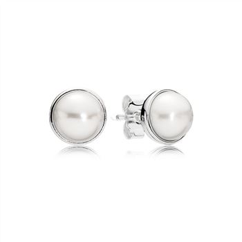 Pandora Elegant Beauty Stud Earrings, White Pearl 290727P
