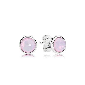 Pandora October Droplets Stud Earrings, Opalescent Pink Crystal 290738NOP
