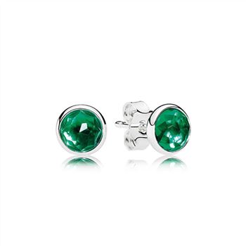 Pandora May Droplets Stud Earrings, Royal-Green Crystal 290738NRG