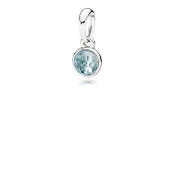 Pandora March Droplet Pendant, Aqua Blue Crystal 390396NAB