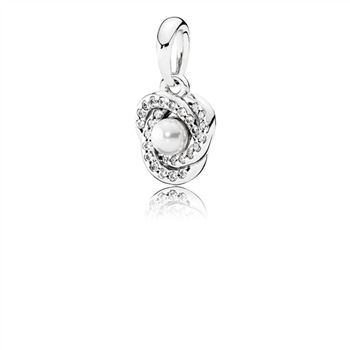 Pandora Luminous Love Knot Pendant, White Crystal Pearl & Clear CZ 390401WCP