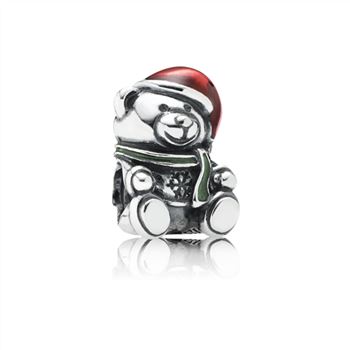 Pandora Christmas Bear Charm, Red & Green Enamel 791391ENMX