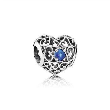 Pandora December Signature Heart Charm, London Blue Crystal 791784NLB