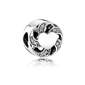 Pandora Ribbon Heart Charm, Clear CZ 791976CZ