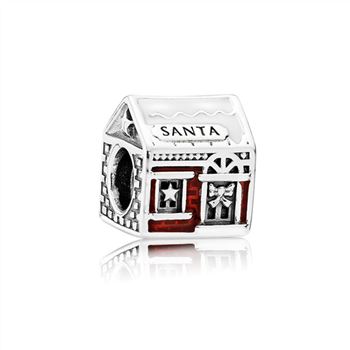 Pandora Santa's Home Charm, White & Translucent Red Enamel 792003ENMX