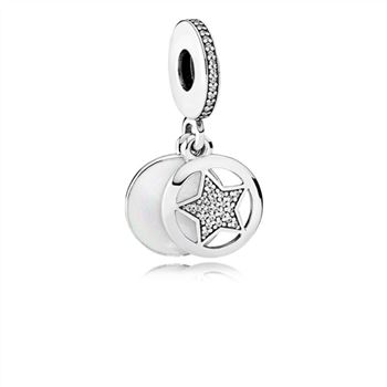 Pandora Friendship Star Dangle Charm, Silver Enamel & Clear CZ 792148EN23
