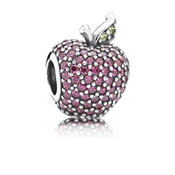 Pandora Red Pave Apple Charm, Fancy Red CZ & Green Crystal 791485CFR
