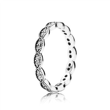 Pandora Sparkling Leaves Stackable Ring, Clear CZ 190923CZ