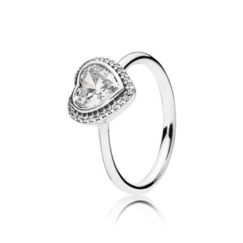 Pandora Sparkling Love Heart Ring, Clear CZ 190929CZ
