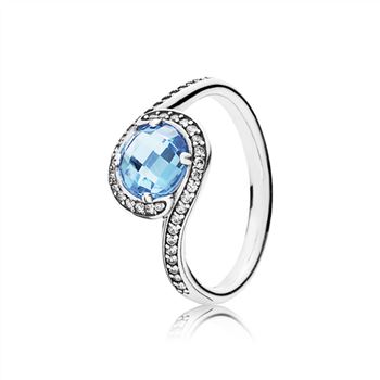 Pandora Radiant Embellishment Ring, Sky-Blue Crystal & Clear CZ 190968NBS