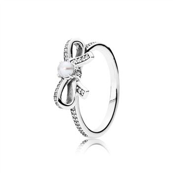 Pandora Delicate Sentiments Ring, White Pearl & Clear CZ 190971P