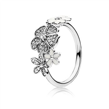 Pandora Shimmering Bouquet Ring, White Enamel & Clear CZ 190984CZ