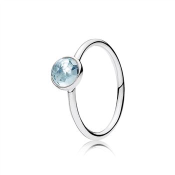 Pandora March Droplet Ring, Aqua Blue Crystal 191012NAB