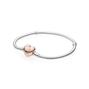 Pandora Sterling Silver Bracelet w/ PANDORA Rose Heart Clasp 580719