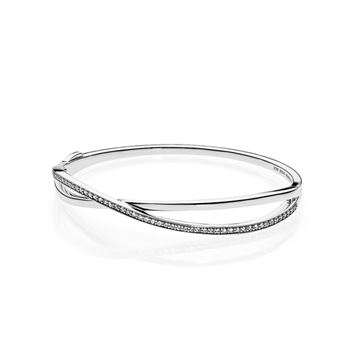 Pandora Entwined Bangle Bracelet, Clear CZ 590533CZ