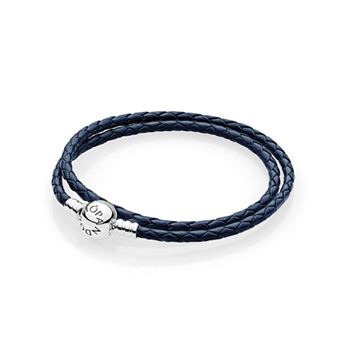 Pandora Dark Blue Braided Double-Leather Charm Bracelet 590745CD