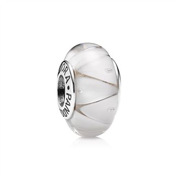 Pandora White Looking Glass Charm, Murano Glass 790921