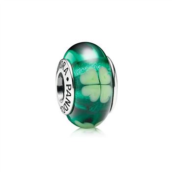 Pandora Kiss Me I'm Irish, Green Clover Murano Glass 790927
