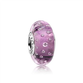 Pandora Purple Effervescence Charm, Murano Glass & Clear CZ 791616CZ