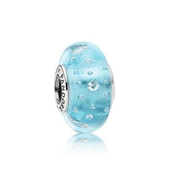 Pandora Blue Effervescence Charm, Murano Glass & Clear CZ 791618CZ