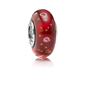 Pandora Red Effervescence Charm, Murano Glass & Clear CZ 791631CZ