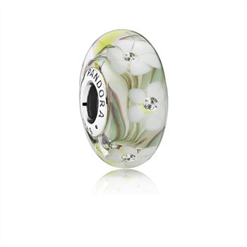 Pandora Wild Flowers Charm, Murano Glass & Clear CZ 791638CZ