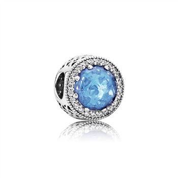 Pandora Radiant Hearts Charm, Sky-Blue Crystal & Clear CZ 791725NBS