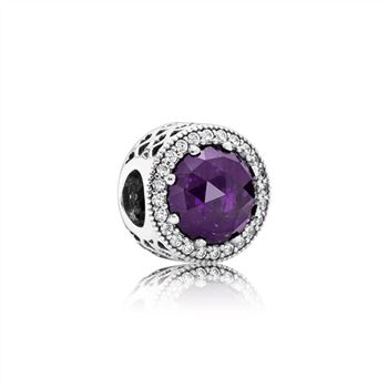 Pandora Radiant Hearts Charm, Royal-Purple Crystal & Clear CZ 791725NRP