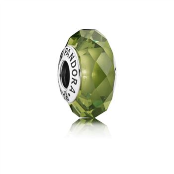 Pandora Abstract silver charm with faceted light green crystal 791729NLG