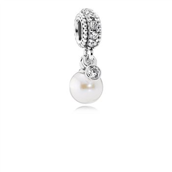 Pandora Luminous Elegance Dangle Charm, White Pearl & Clear CZ 791871P