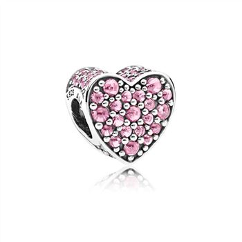 Pandora Pink Dazzling Heart Charm, Pink CZ 792069PCZ