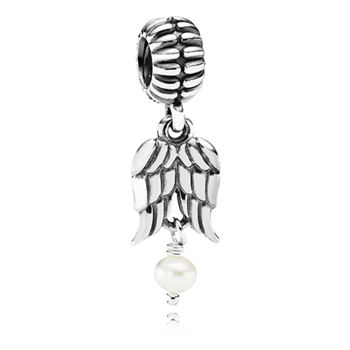 Pandora Angel Wings Silver & Pearl Hanging Charm - PANDORA 790975P