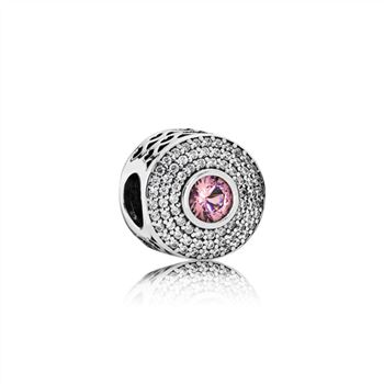 Pandora Abstract silver charm with blush pink crystal and clear cubic zirconia 791763NBP