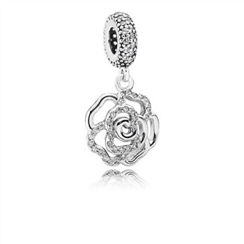 Pandora Shimmering Rose Dangle Charm, Clear CZ 791526cz