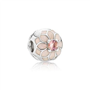 Pandora Blooming Dahlia Clip, Cream Enamel & Blush Pink Crystal 791828NBP