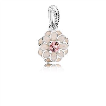 Pandora Blooming Dahlia Dangle Charm, Cream Enamel & Blush Pink Crystal 791829NBP
