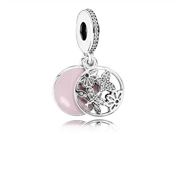 Pandora Springtime Dangle Charm, Soft Pink Enamel & Clear CZ 791843EN40