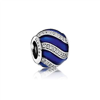 Pandora Adornment Charm, Transparent Royal-Blue Enamel & Clear CZ 791991EN118