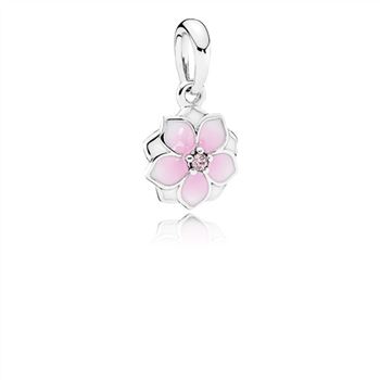 Pandora Magnolia Bloom Charm, Pale Cerise Enamel & Pink CZ 792086PCZ