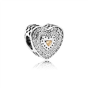 Pandora Lavish Heart Charm, Fancy-Colored & Clear CZ 792081FCZ
