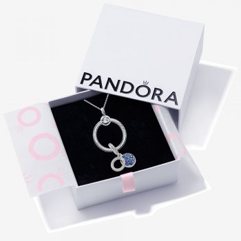 Circle & Disc Blue Charm, O Pendant & Necklace Gift Set B801476