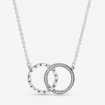 Entwined Circles Pandora Logo & Sparkle Collier Necklace 396235CZ