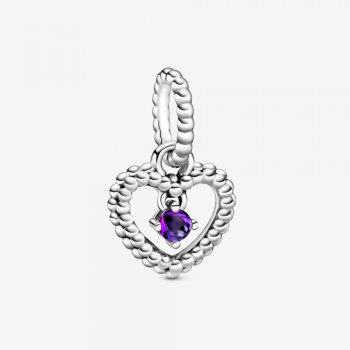 February Purple Beaded Heart Dangle Charm 798854C03