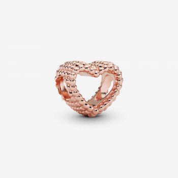 Beaded Open Heart Charm Rose gold plated 787516