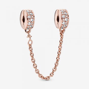 Clear Pave Safety Chain Clip Charm Rose gold plated 786322CZ-05
