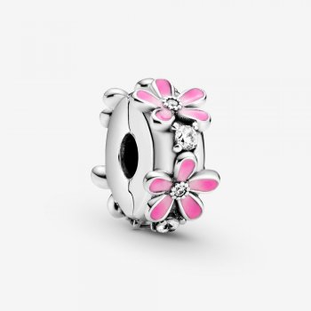 Pink Daisy Flower Clip Charm Sterling silver 798809C01