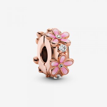 Pink Daisy Spacer Clip Charm Rose gold plated 788809C01